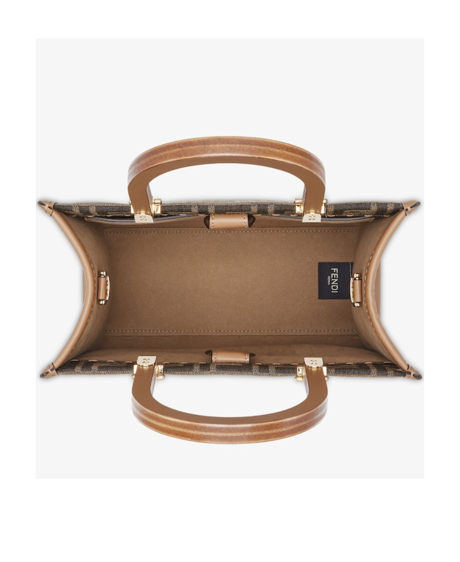 Fendi Ff Jacquard Small Sunshine Shopper Bag In Brown