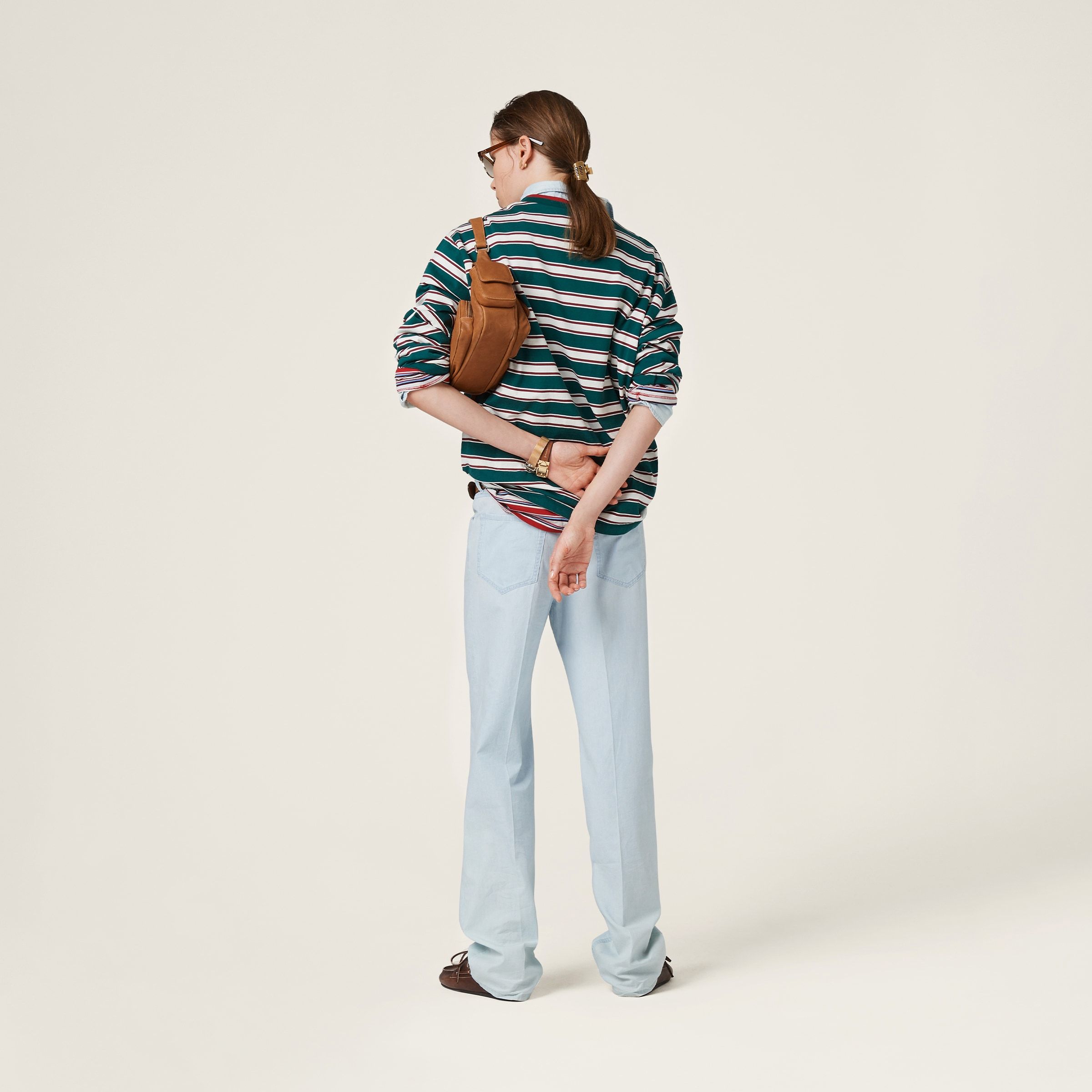 Miu Miu Five-pocket Chambray Denim Jeans In White