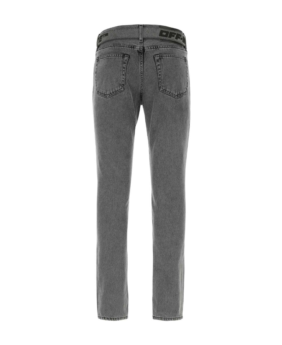 Off-white Mid-rise Straight-leg Jeans In Gray