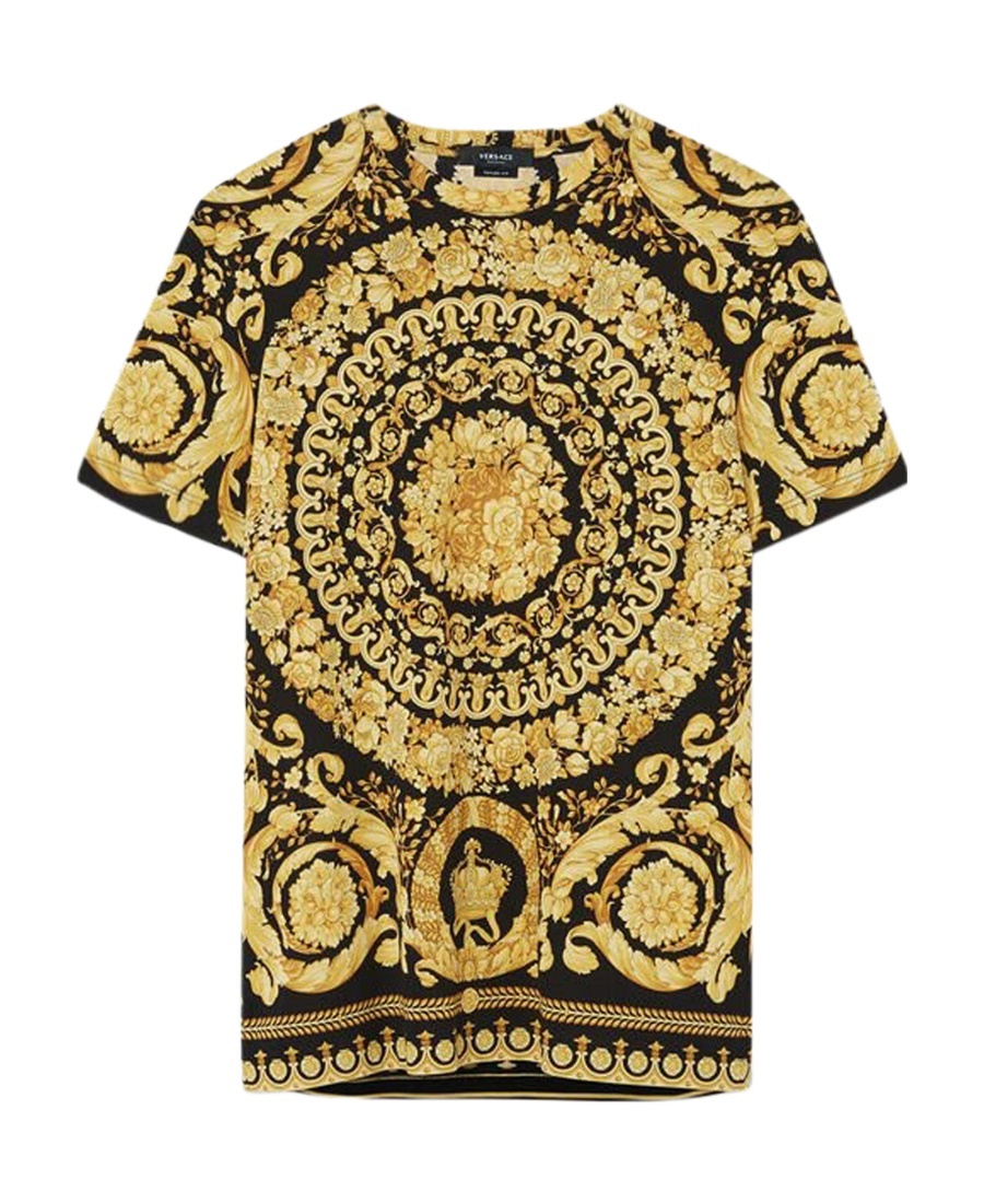 Versace T-shirt Jersey Cotton Bio Stampa Barocco Classic In Multicolor