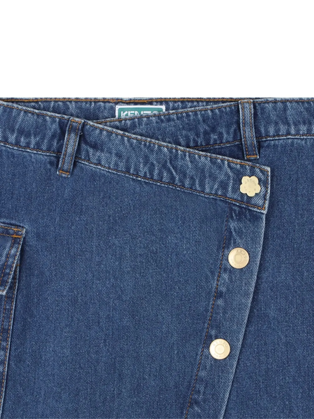 Kenzo Asymmetric Denim Skirt In Blue