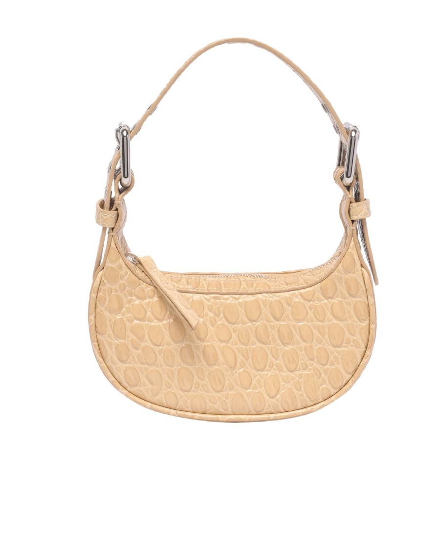 By Far Mini Soho Crocodile-embossed Shoulder Bag In Nude