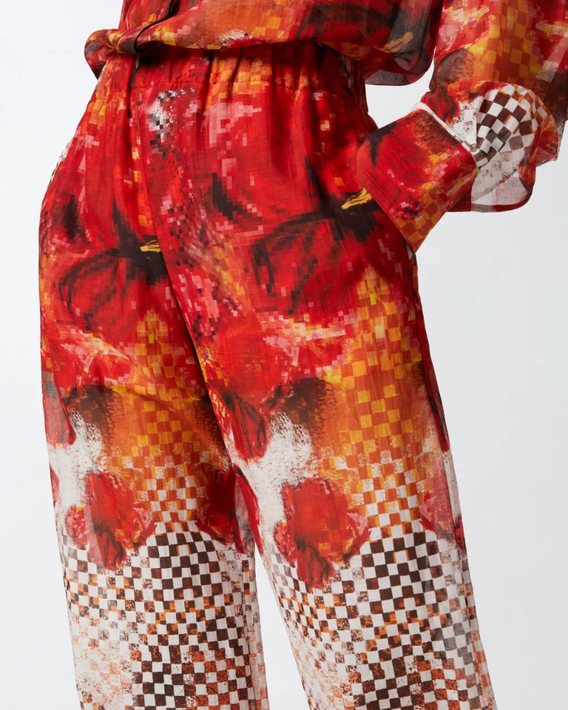 Pinko Patterned Palazzo Pants In Red