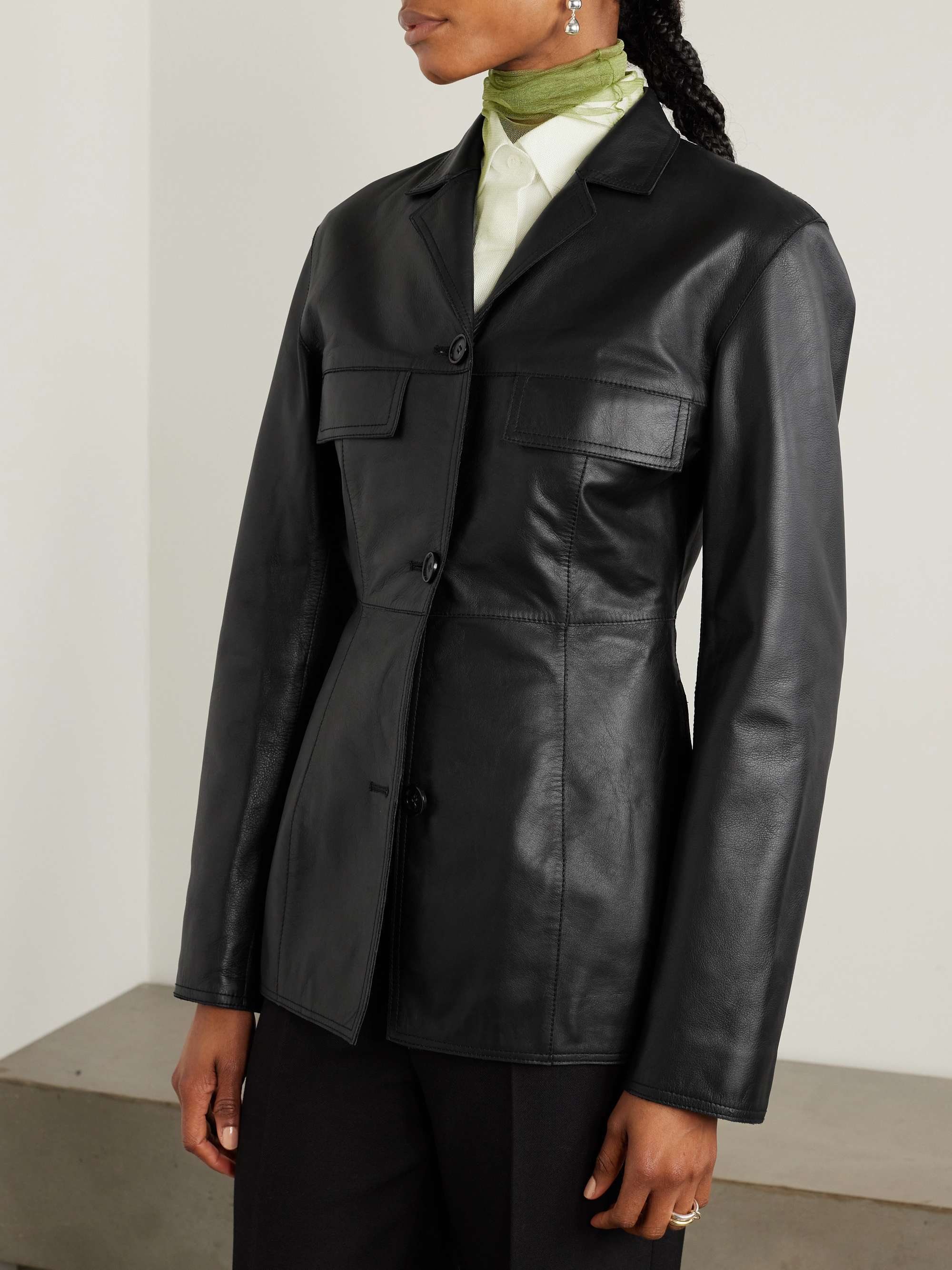 Totême Toteme Hourglass Leather Jacket In Black