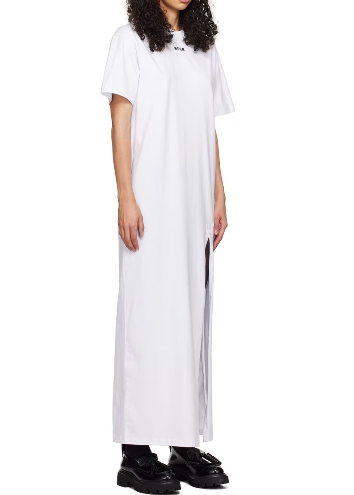 Msgm White Micro Maxi Dress In White