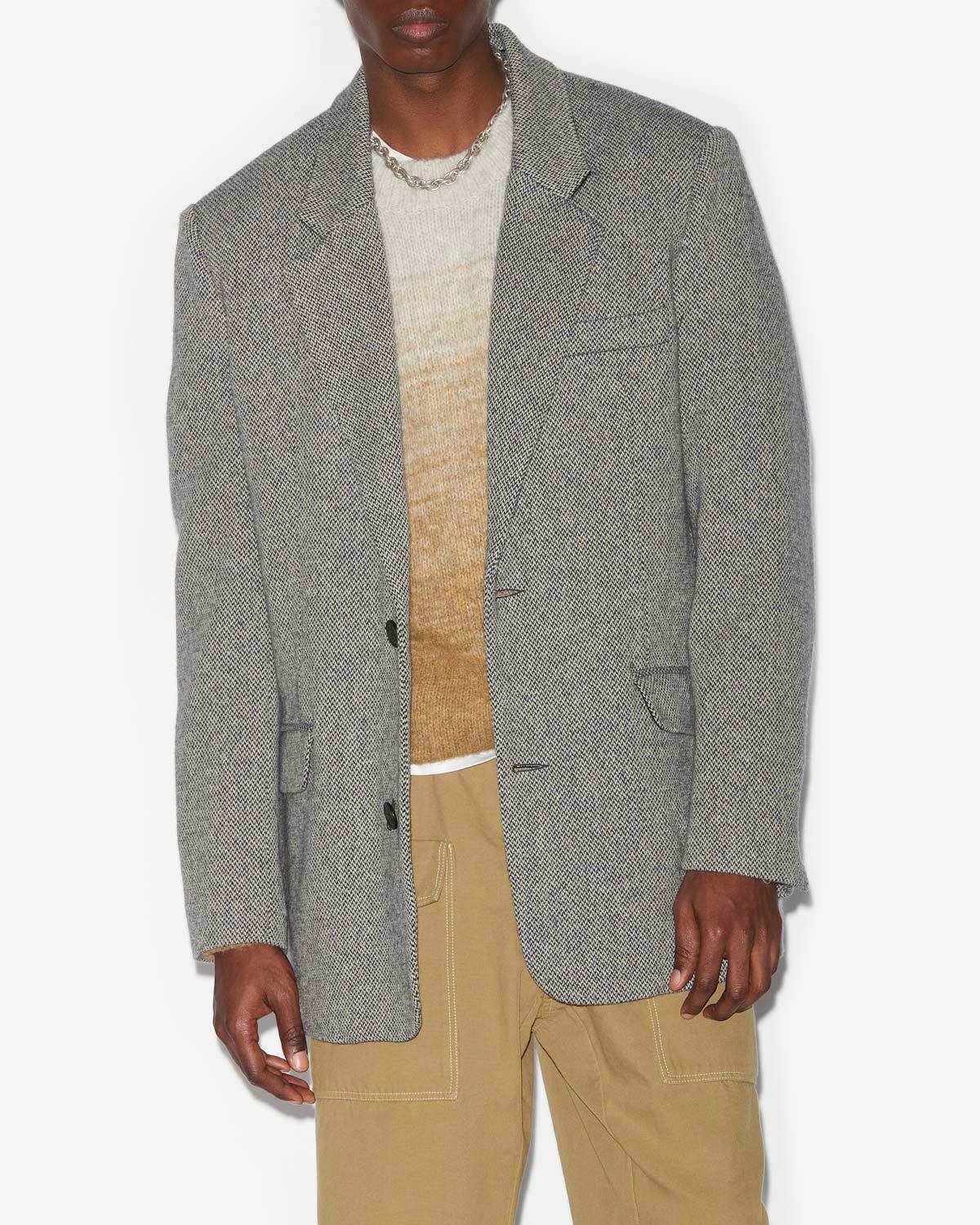 Isabel Marant Fahar Two-color Wool Suit Coat In Gray