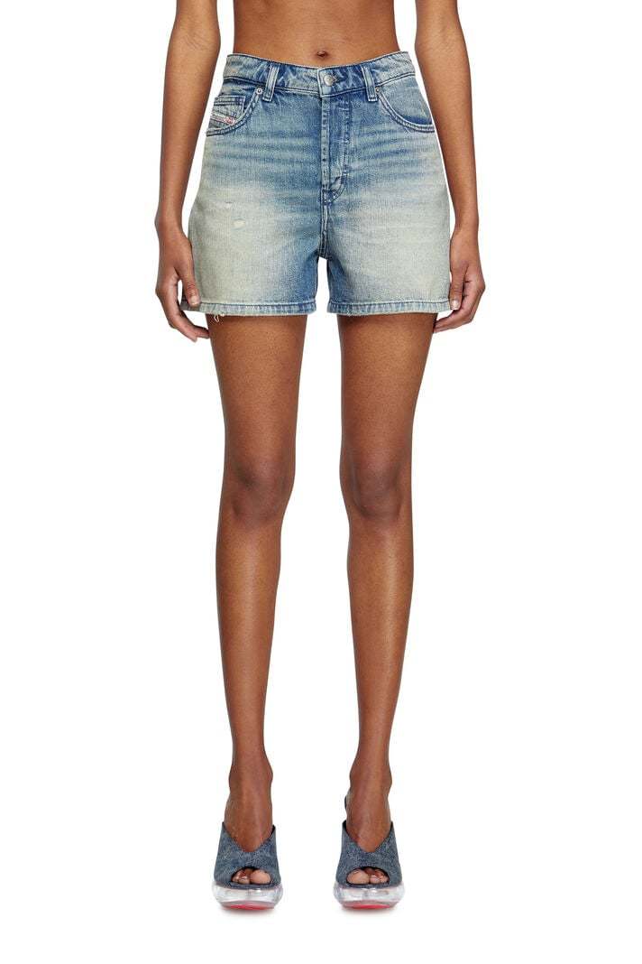 Diesel Shorts In Worn-effect Denim