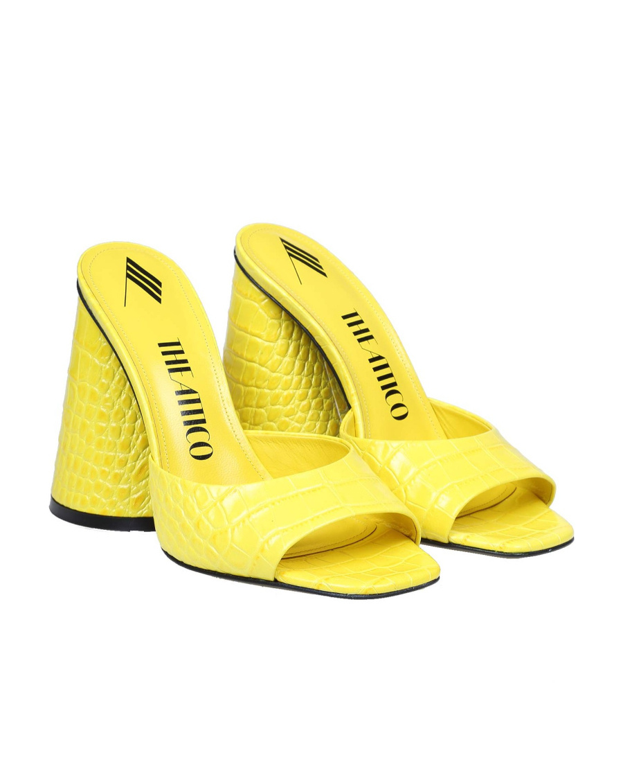 Attico Embossed High-heeled Sandals In Yellow