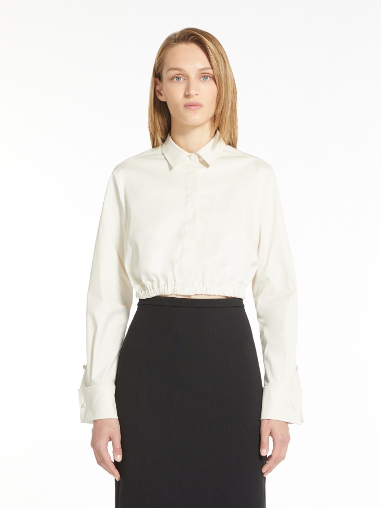 Max Mara Tevere Stretch Twill Shirt In Nude