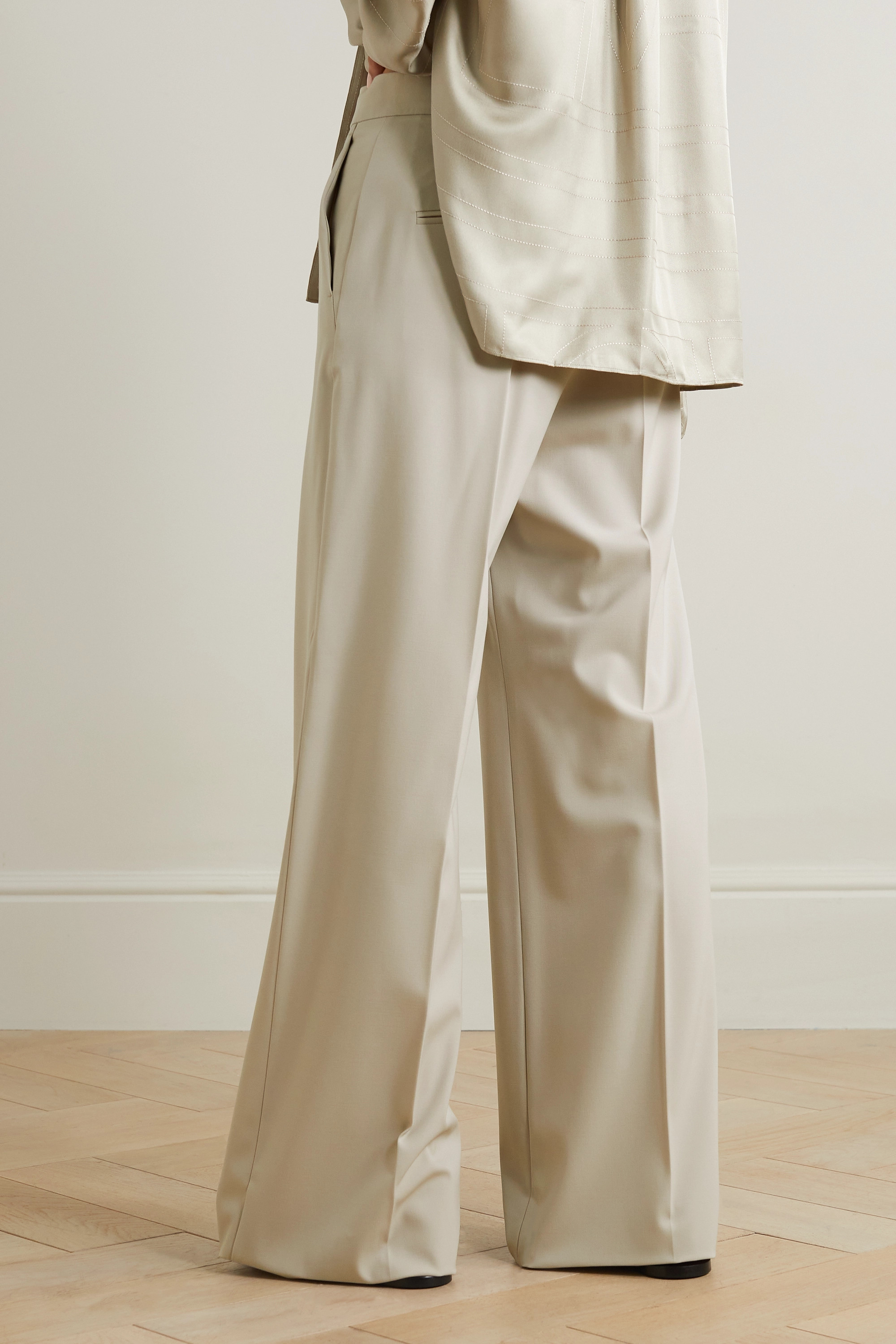 Max Mara Wide-leg High Waist Floor-length Trousers In Nude