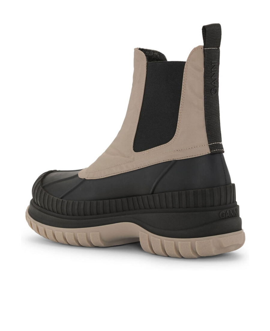 Ganni Outdoor Round Head Short Boots In Black