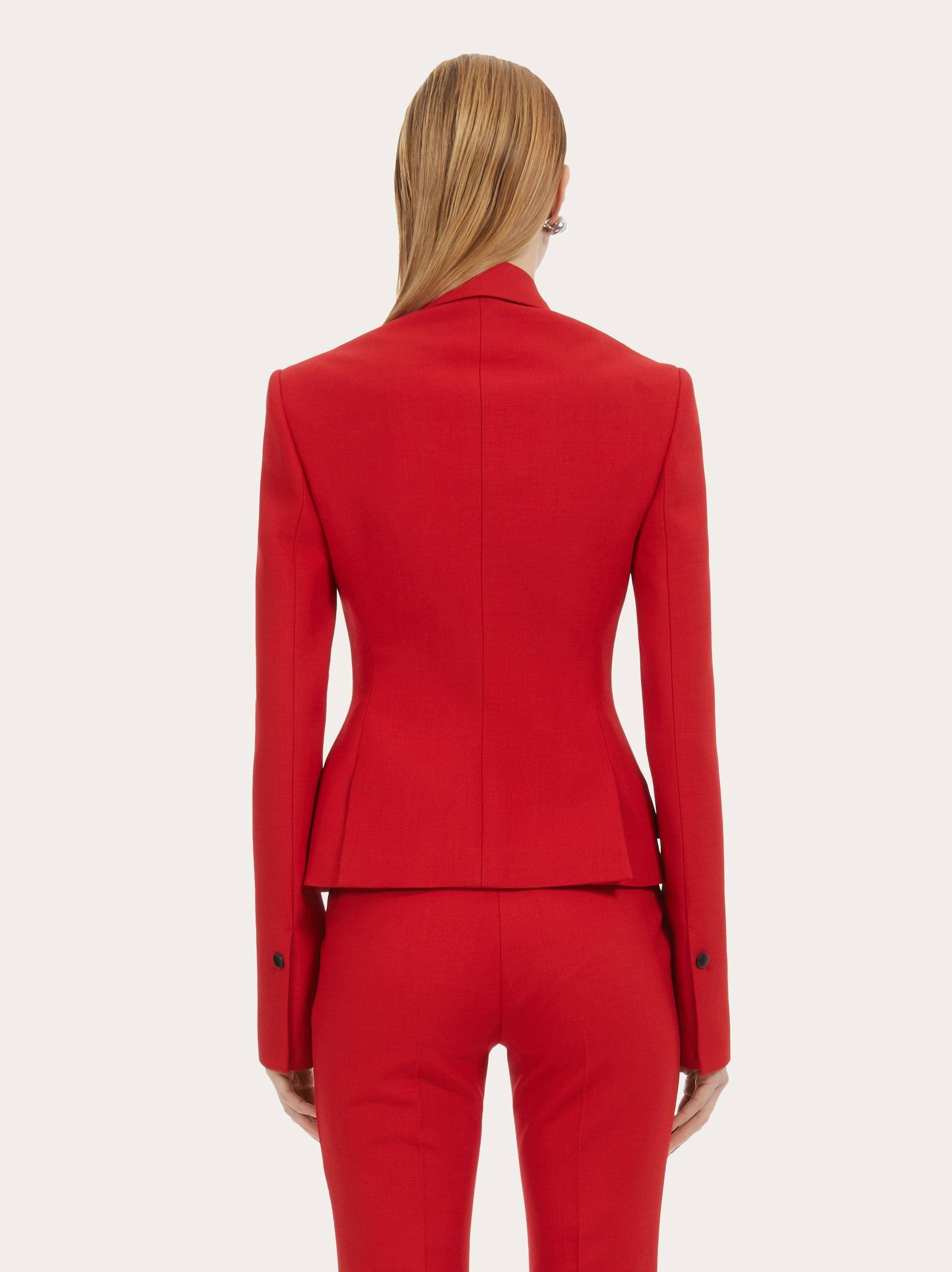 Ferragamo Wool Double Natte One-button Blazer Jacket In Red