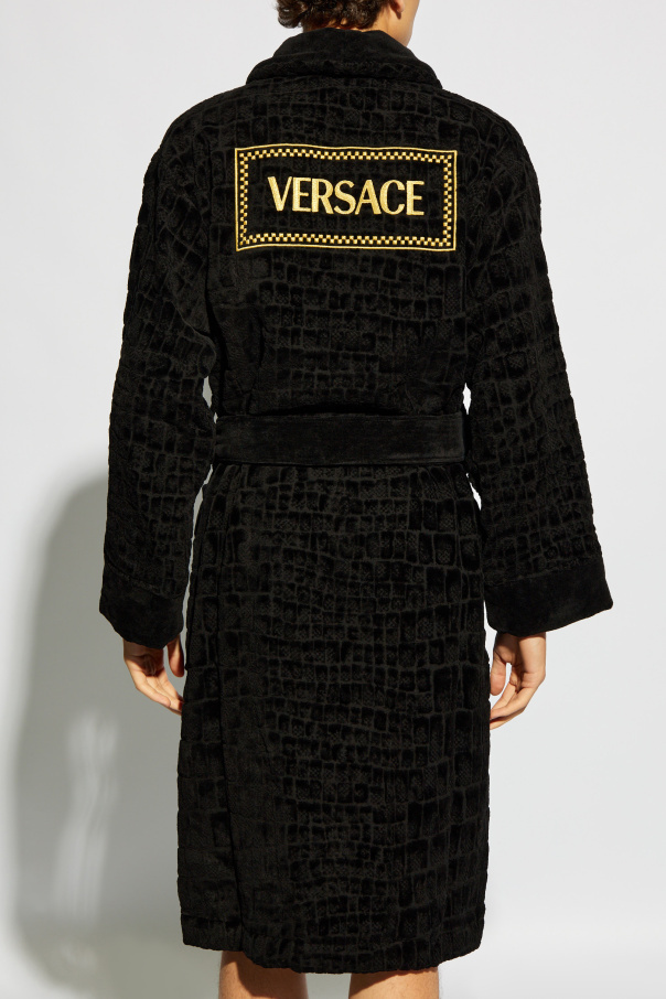 Versace Home Long-sleeved Bathrobe In Black