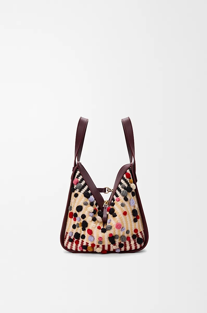 Loewe Embroidered Fabric Hammock Compact Shoulder Bag In Multi