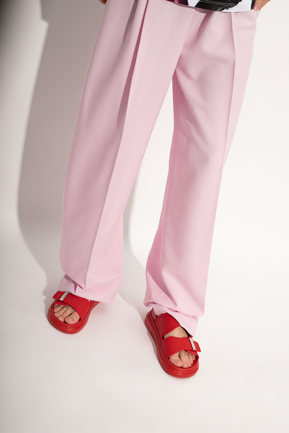 Alexander Mcqueen Hybrid Double-strap Slides In Red
