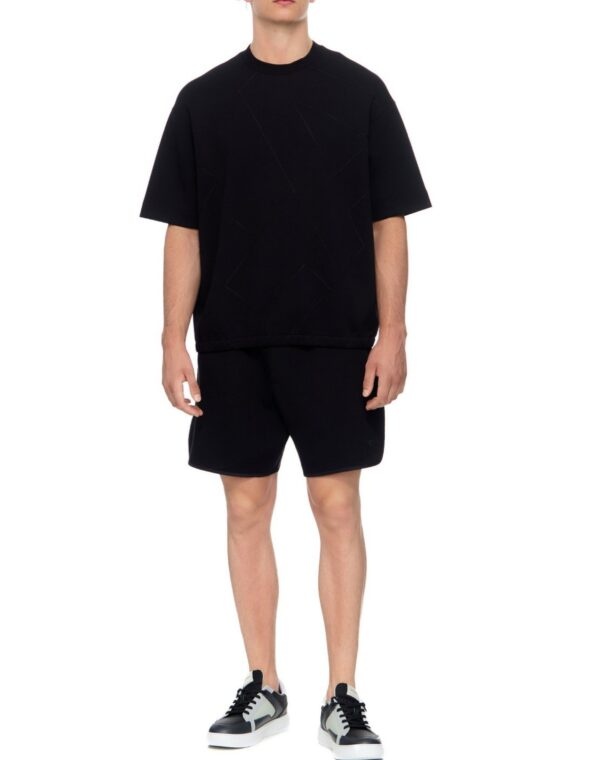 Emporio Armani Logo-embroidered Cotton Blend T-shirt In Black