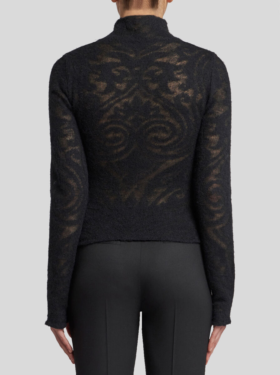 Etro Roll-neck Jacquard Sweater In Black