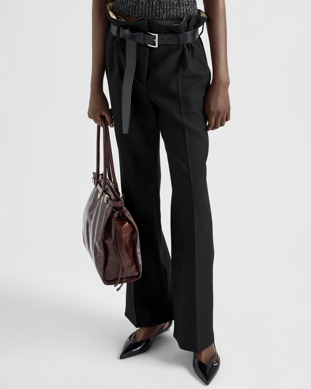Prada Belt-loop Casual Pants In Black