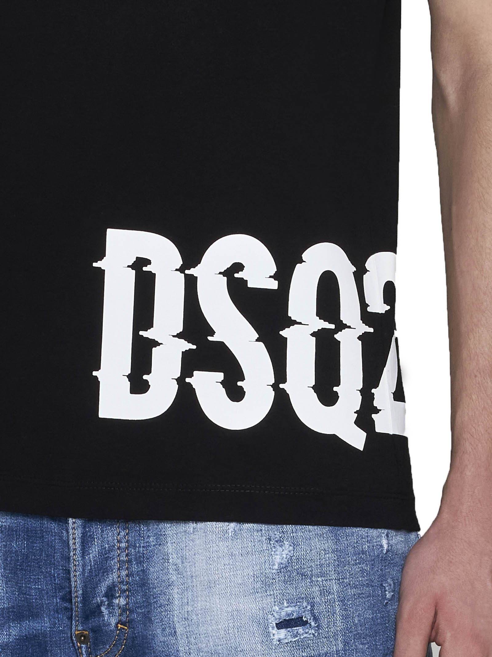 Dsquared2 Cotton Cool Fit T-shirt With Printed Logo In Black