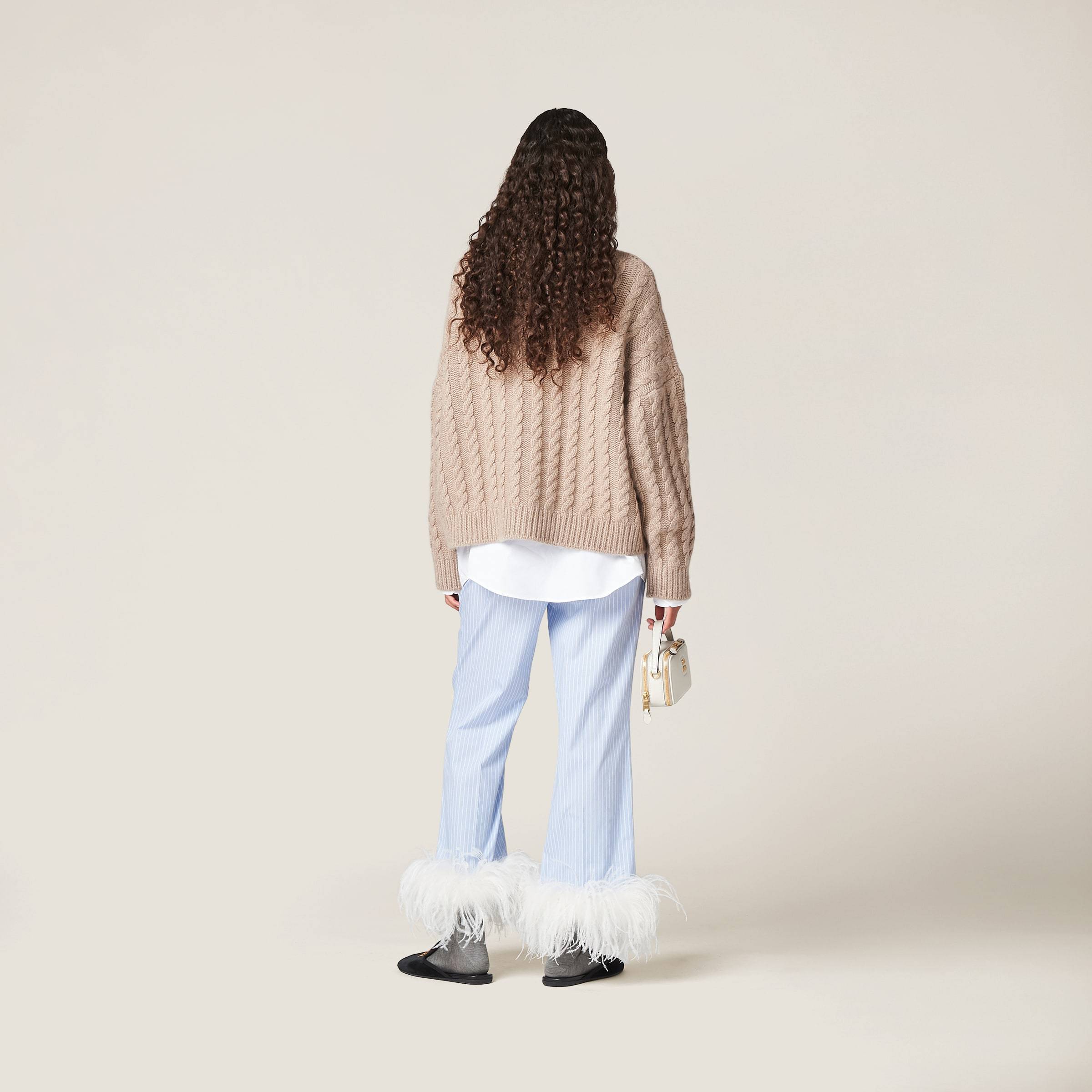 Miu Miu Light Blue Cotton Pants In Blue