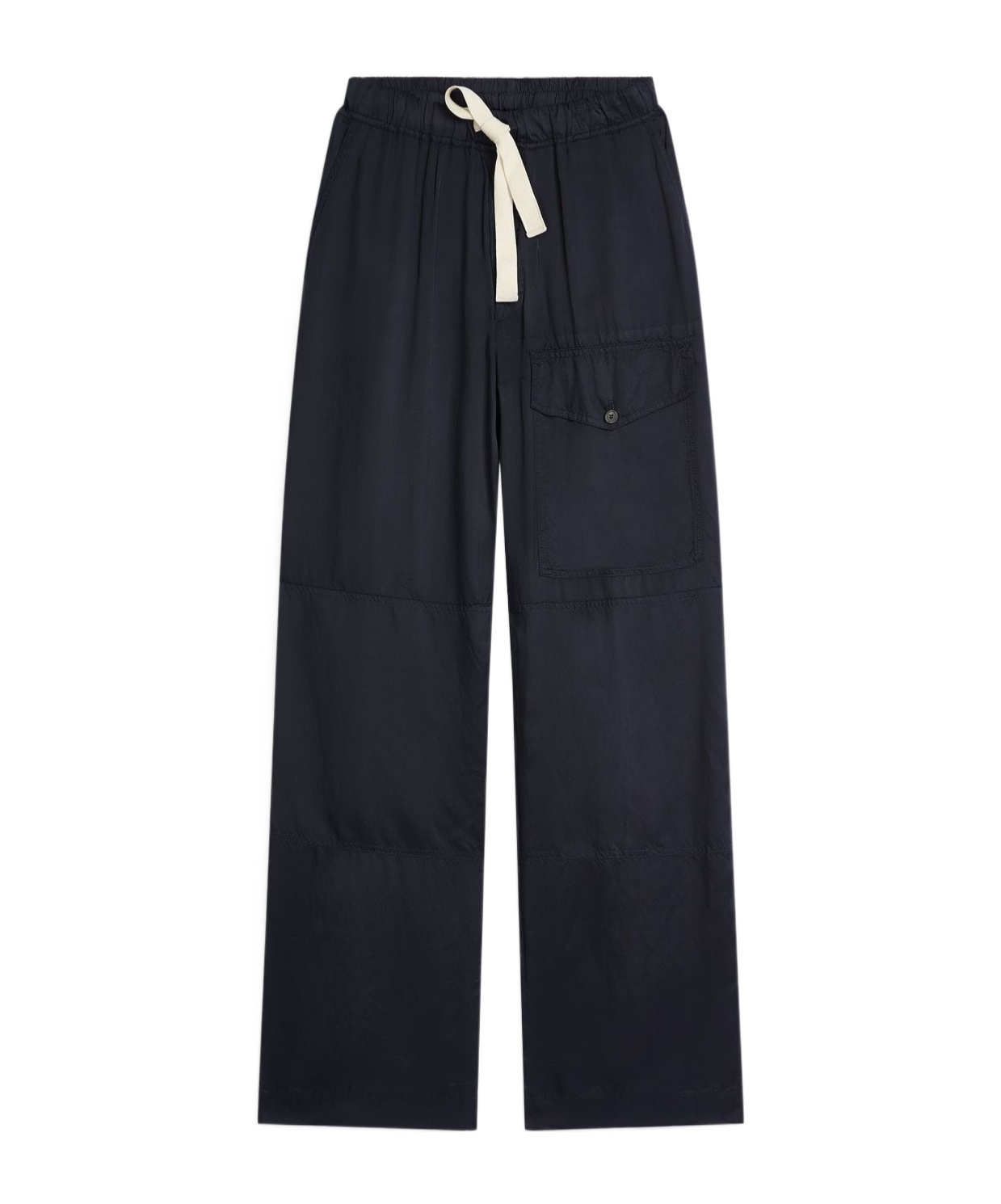 Dries Van Noten Wide Leg Wool Pant With Elastic Waistband In Black