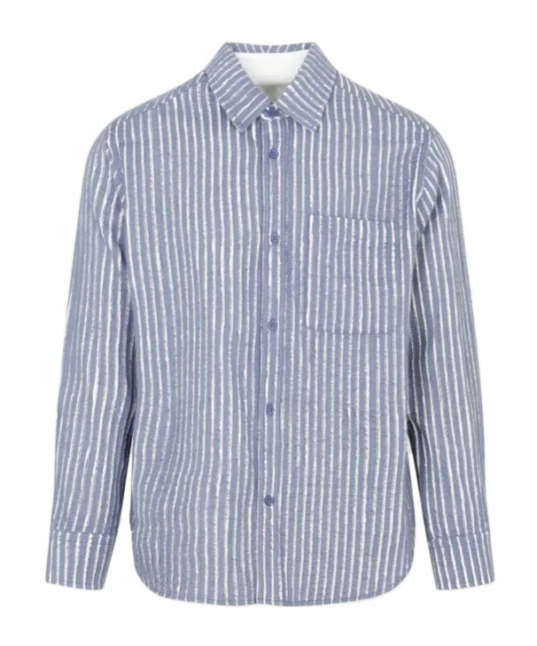 Craig Green Frayed-stripe Long-sleeved Shirt In Blue