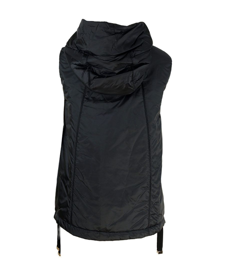 Max Mara Canvas Drawstring Hooded Sleeveless Gilet In Black