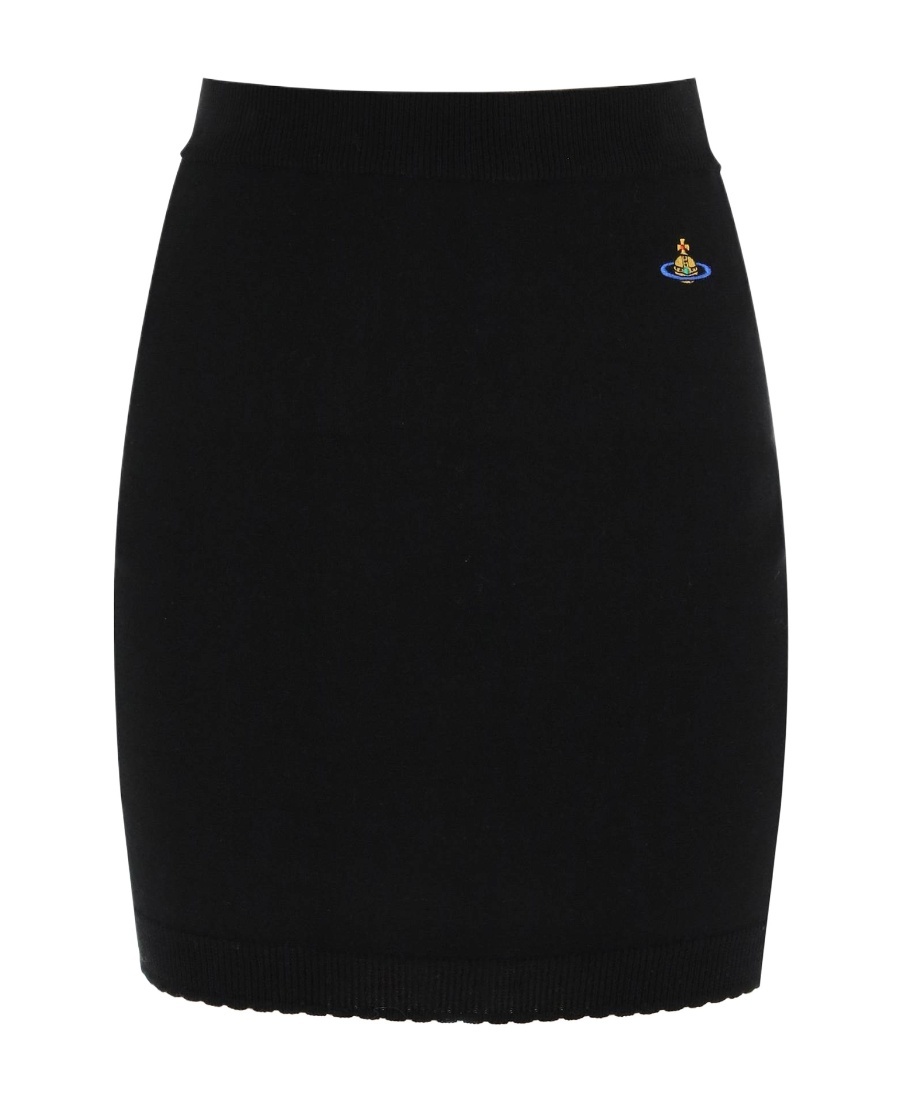 Vivienne Westwood Bea Logo Cotton Knit Mini Skirt In Black