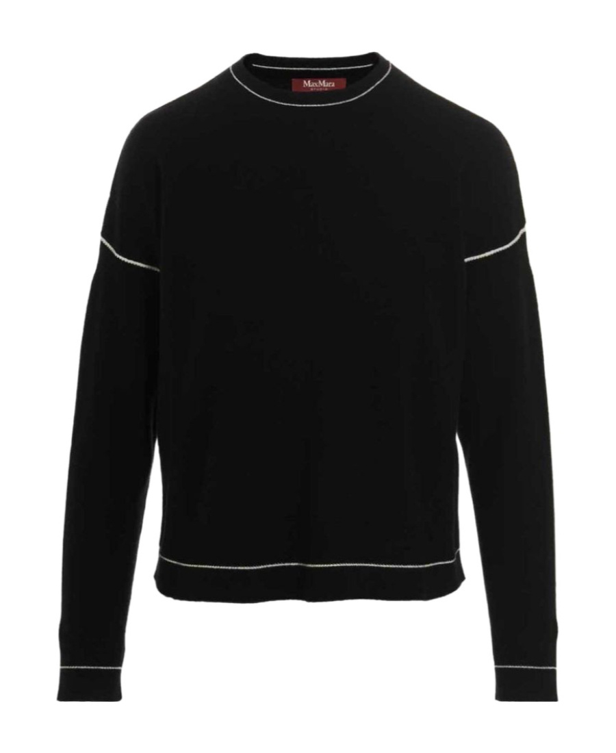 Max Mara Round Neck Long-sleeved Sweater In Black