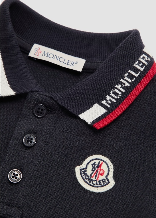 Moncler Three-color Trimmed Cotton Beaded Mesh Polo Shirt In Blue