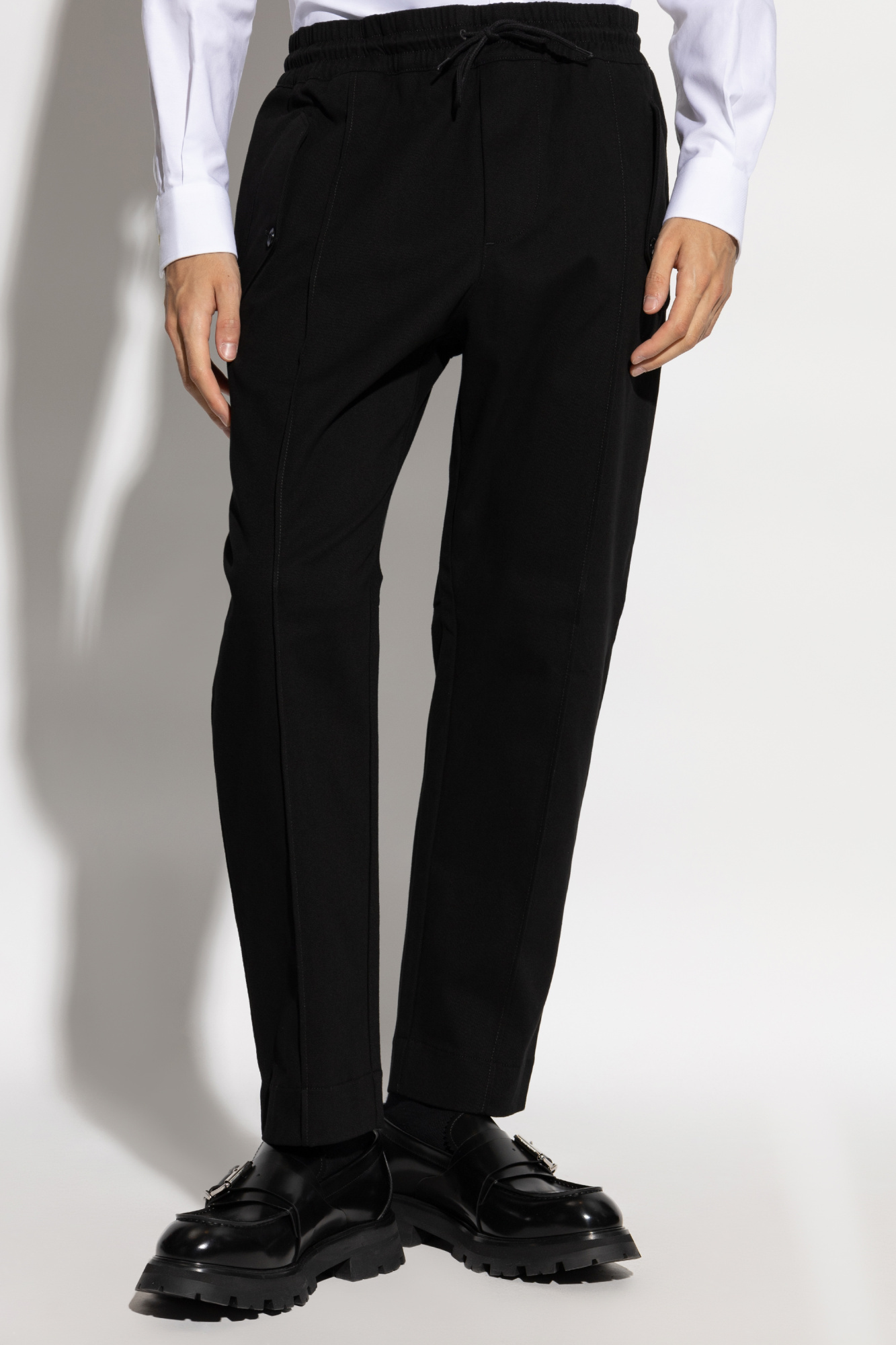 Moschino Pleated Straight-leg Trousers In Black