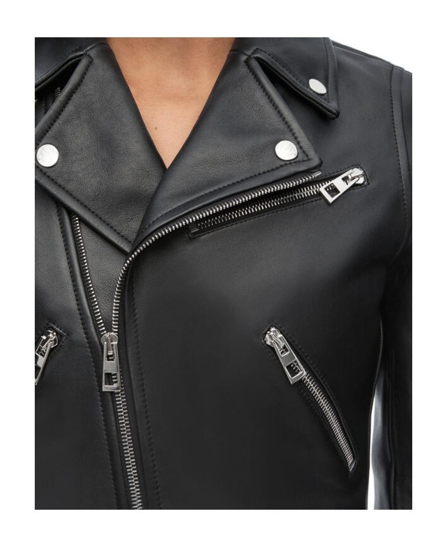 Loewe Three-quarter Sleeve Leather Jacket In Black