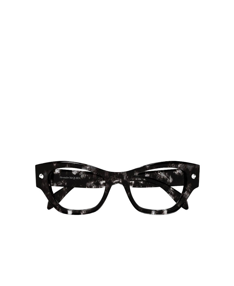 Alexander Mcqueen Spike Studs Tortoiseshell Glasses In Black