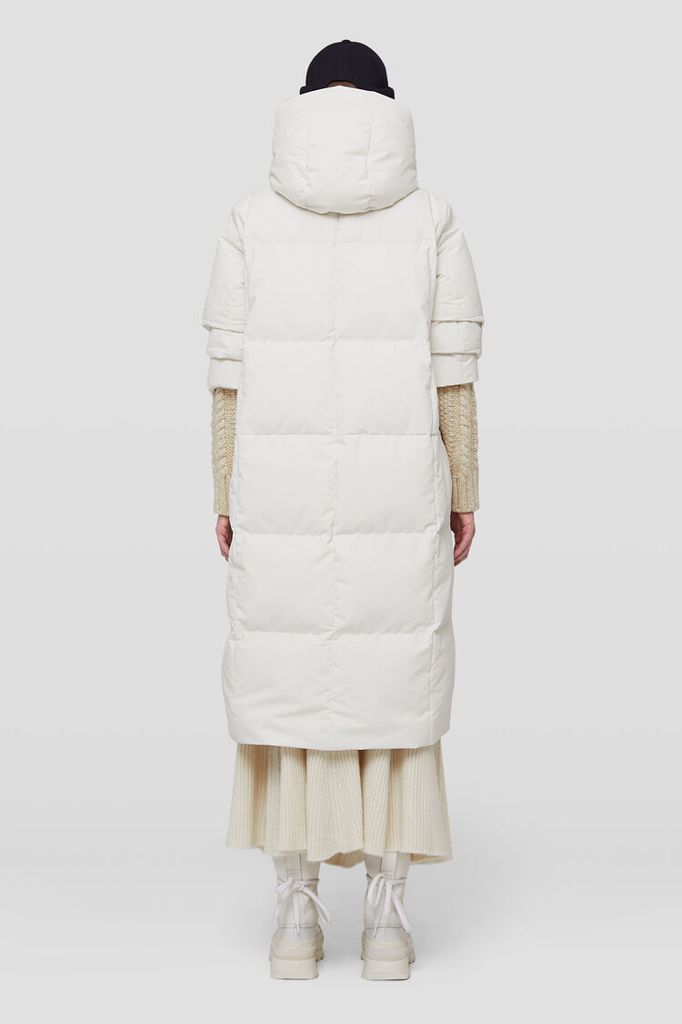 Jil Sander Quilted Long Down Jacket In White