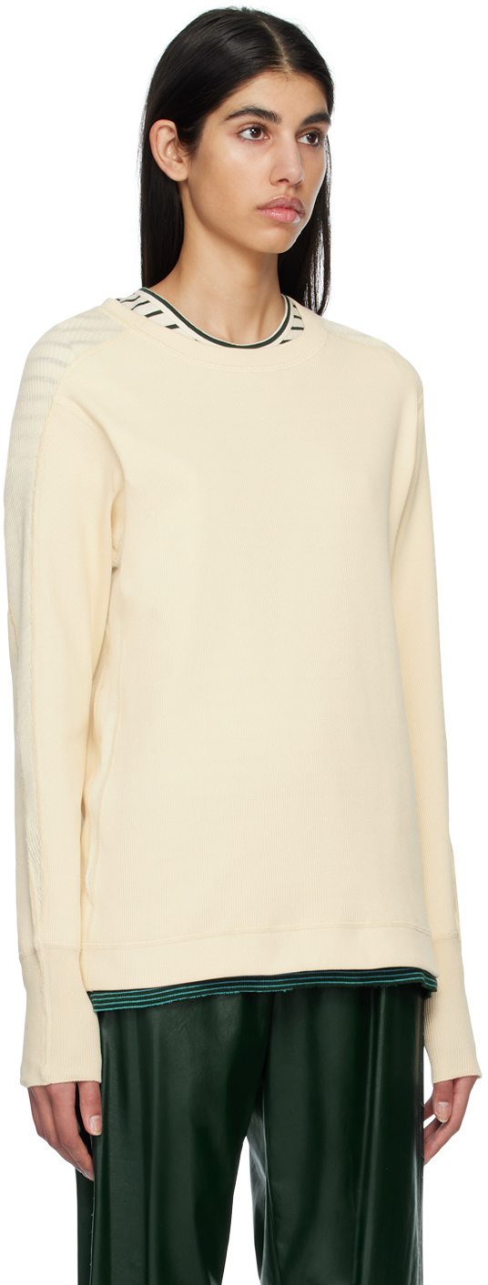 Shop Mm6 Maison Margiela Round-neck Long-sleeve Sweatshirt In White