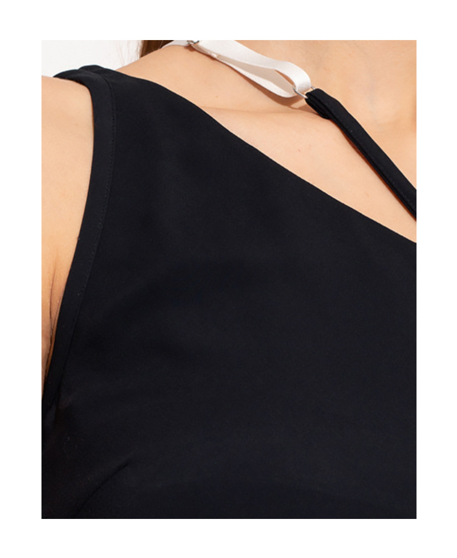 Givenchy Contrast Asymmetric Strap Top In Black