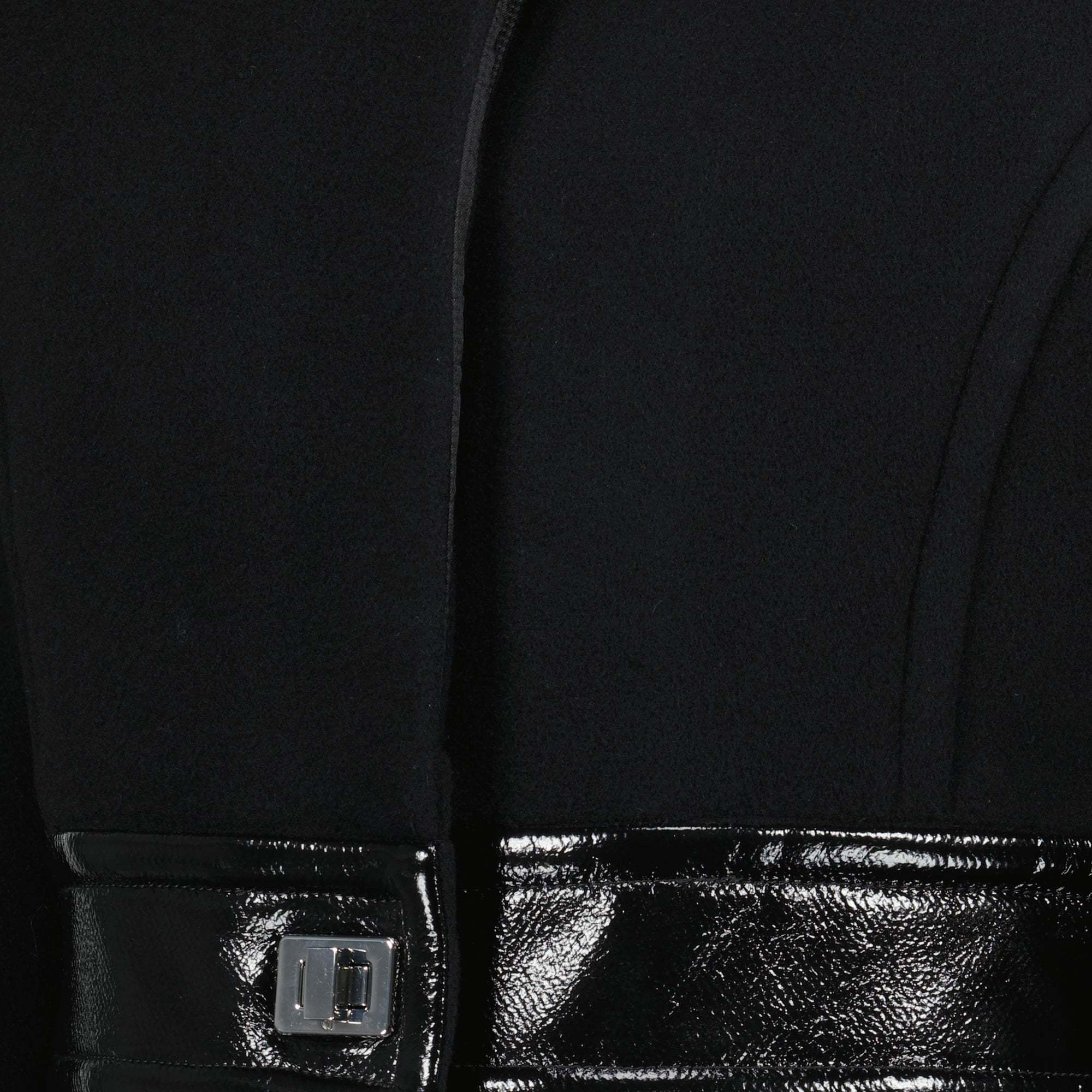Patou Belted Coated-trimmed Brushed Wool-blend Jacket In Black