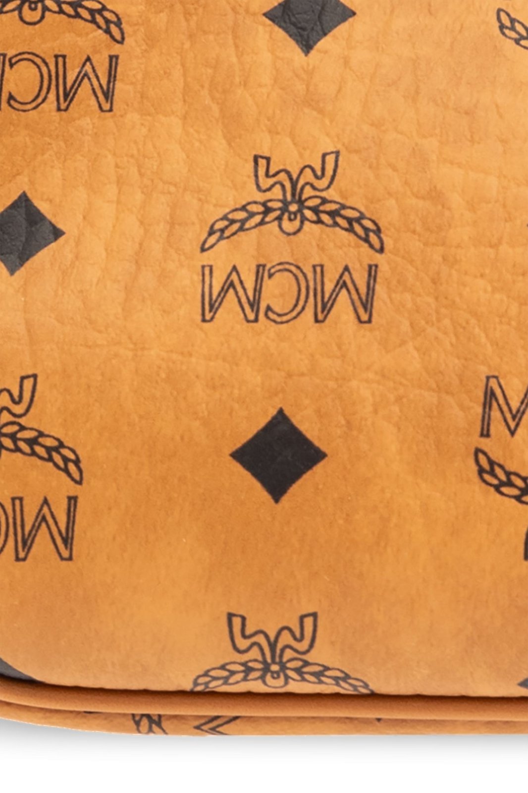 Mcm Aren All-over Logo Printed Small Shoulder Bag In Brown