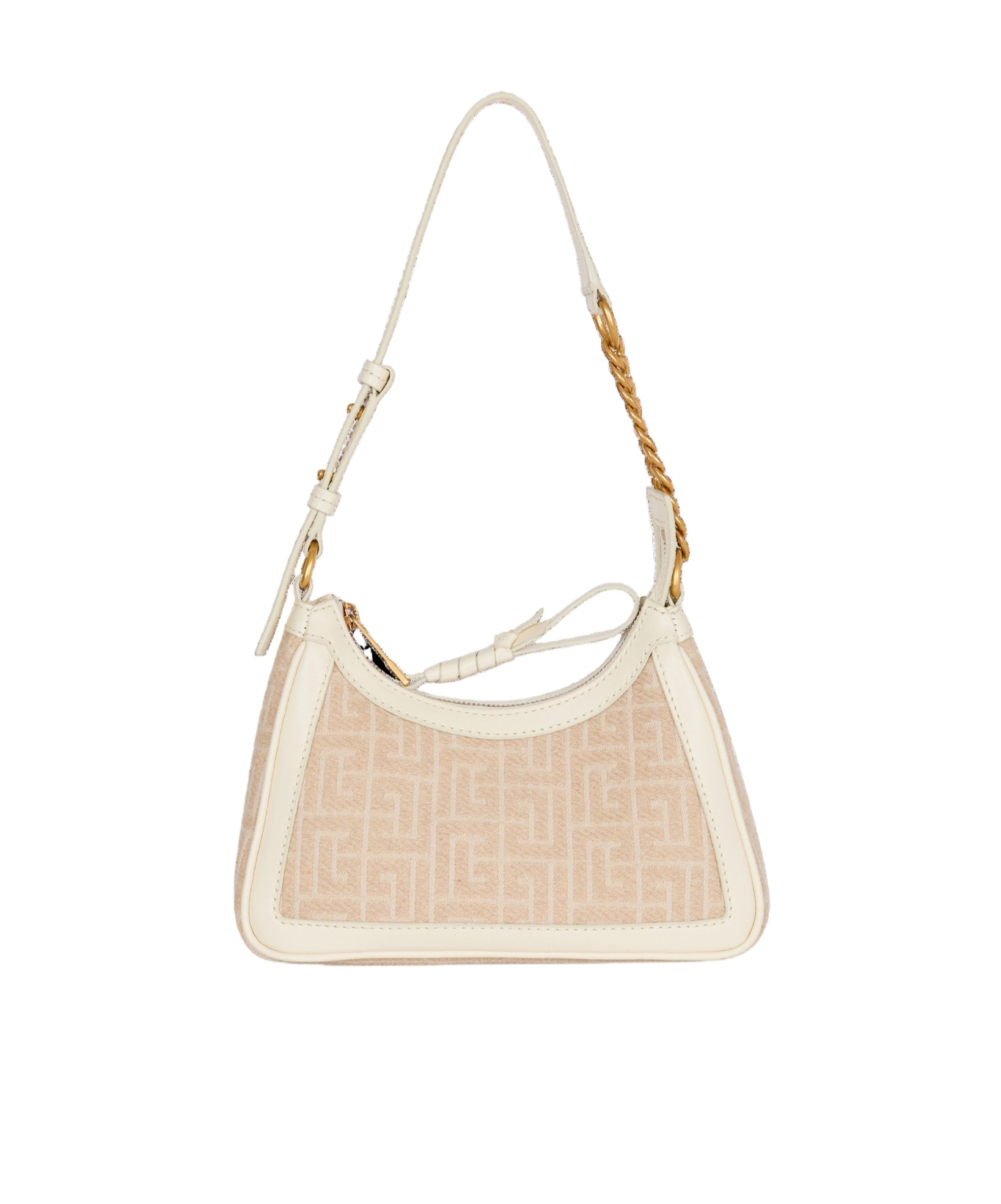 Balmain B-army Shoulder Bag In Monogrammed Jacquard Canvas And Leather
