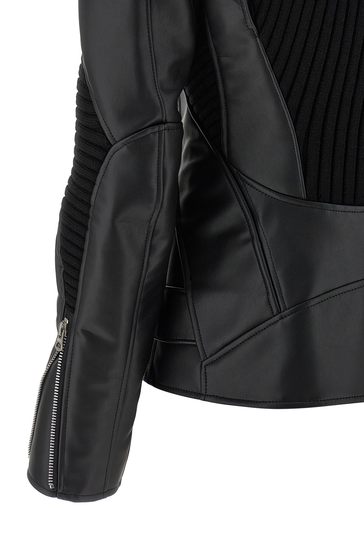 Junya Watanabe Zippered Long-sleeved Leather Jacket In Black