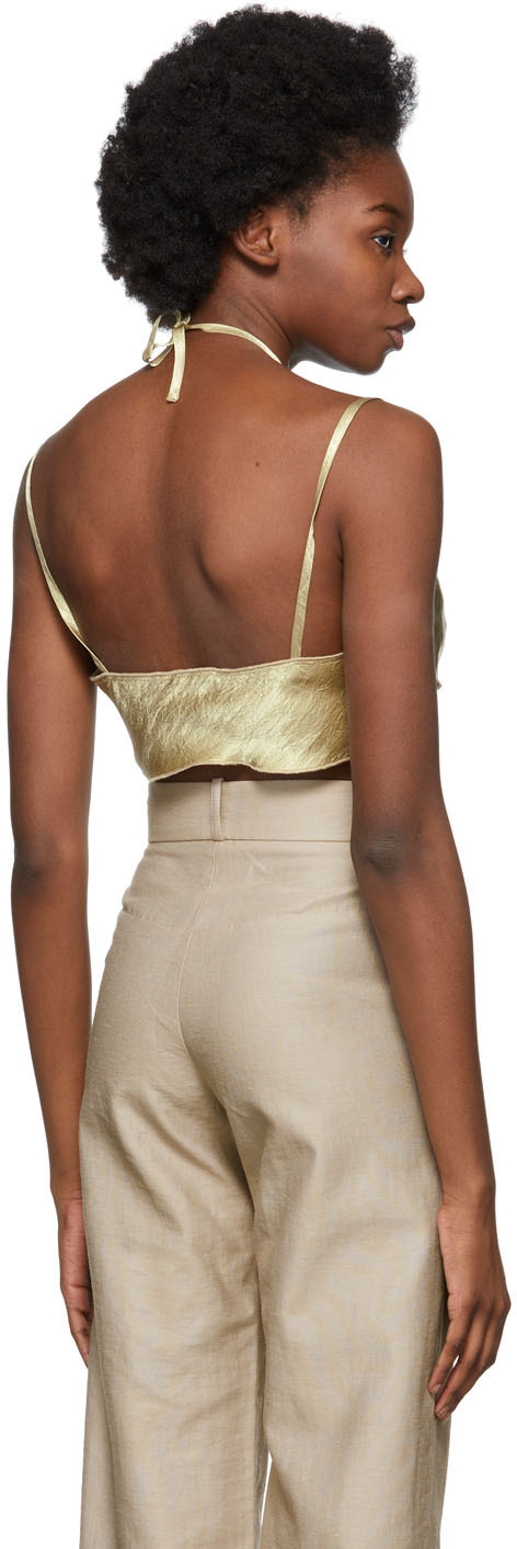 Yuzefi Ssense Exclusive Green Curly Bra Camisole In Nude