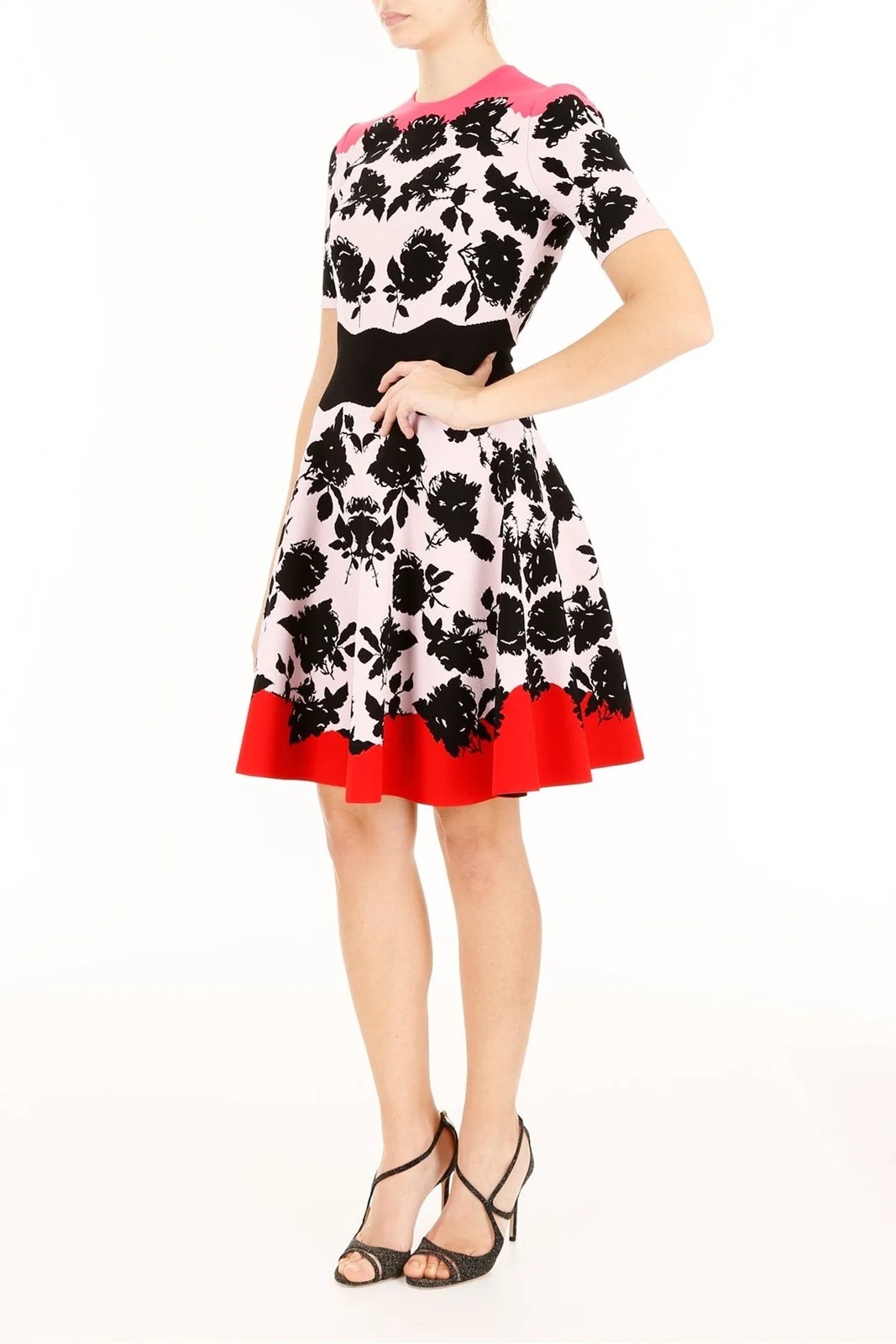 Alexander Mcqueen Trumpet Flower Dress In Black