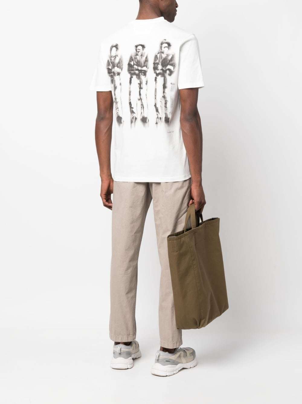 C.p. Company White T-shirt With Logo Embroidered On The Front Tone-on-tone In Cotton Man In White