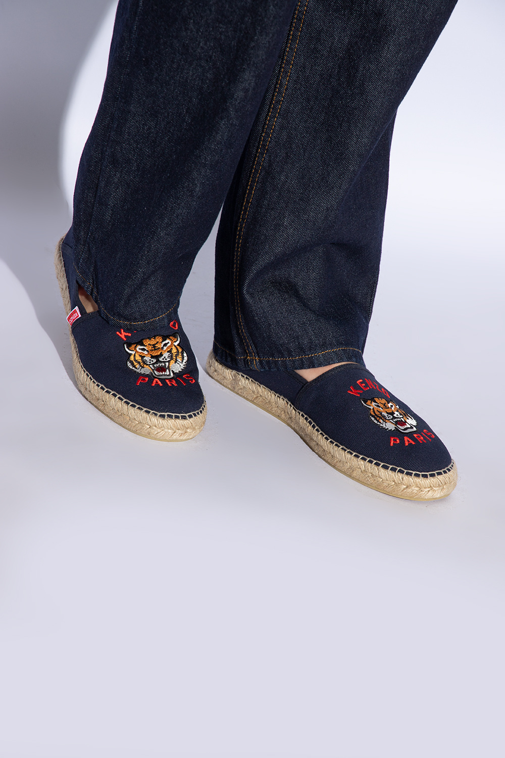 KENZO KENZO LOGO EMBROIDERED SLIP-ON ESPADRILLAS