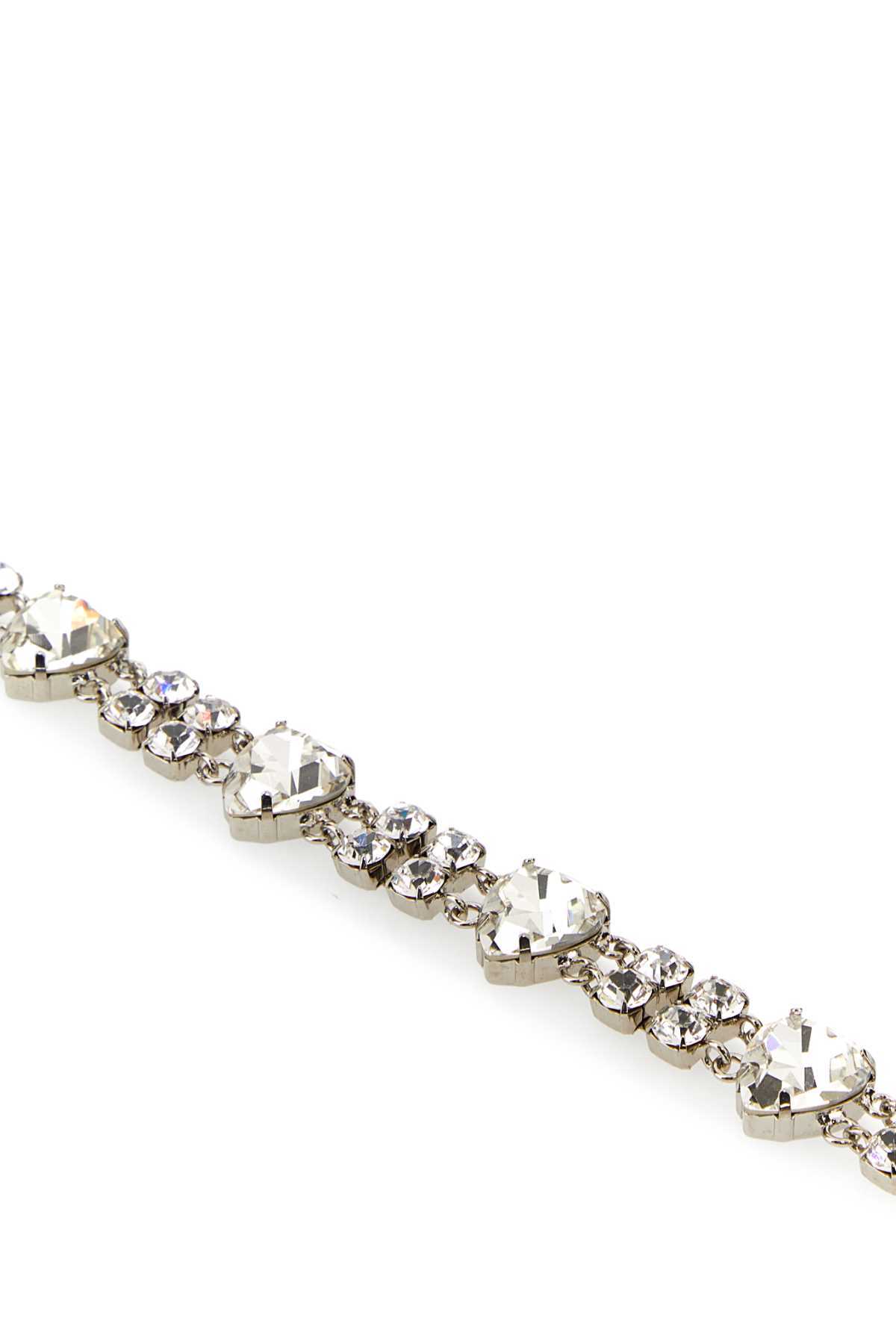 Alessandra Rich Heart-shape Crystal-embellished Drop Earrings In Gray