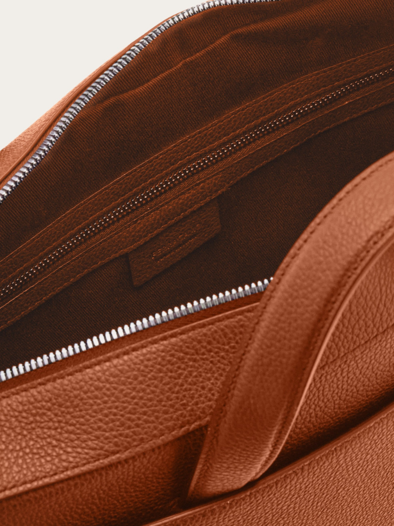 Ferragamo Briefcase With Gancini Buckles (m) In Brown