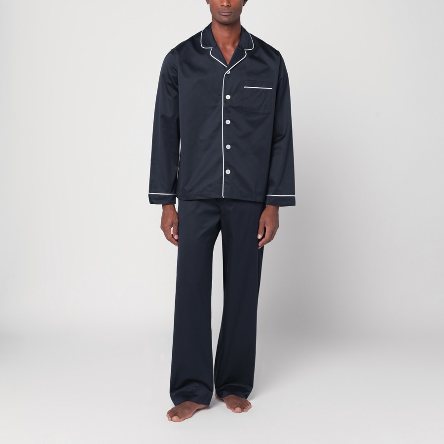 Tekla Striped Trousers With Back Pocket And Elastic Waistband In Black