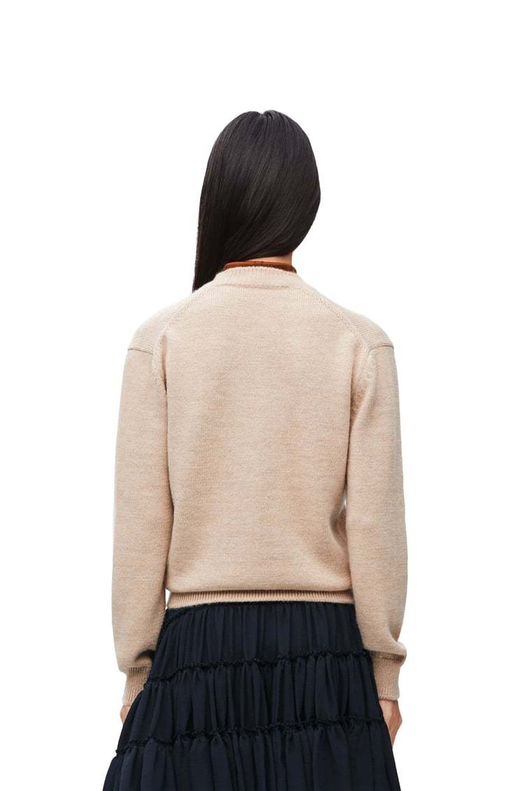 Loewe Wool Plaid Jacquard Sweater In Nude
