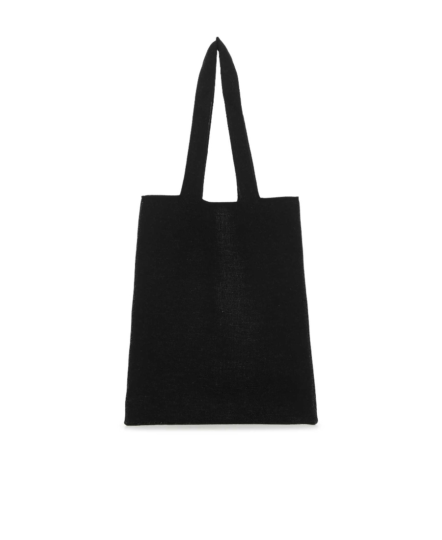 Palm Angels Pa Knit Shopper Black White In Black