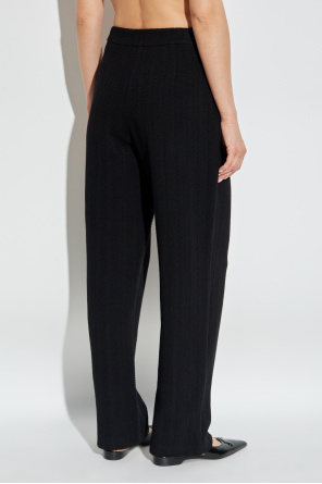 Emporio Armani Chevron-motif Pleated Straight Trousers In Black